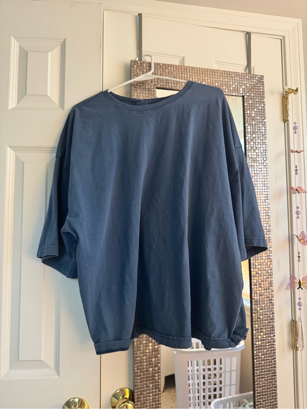 Free People Distressed Oversized T-Shirt - Blue